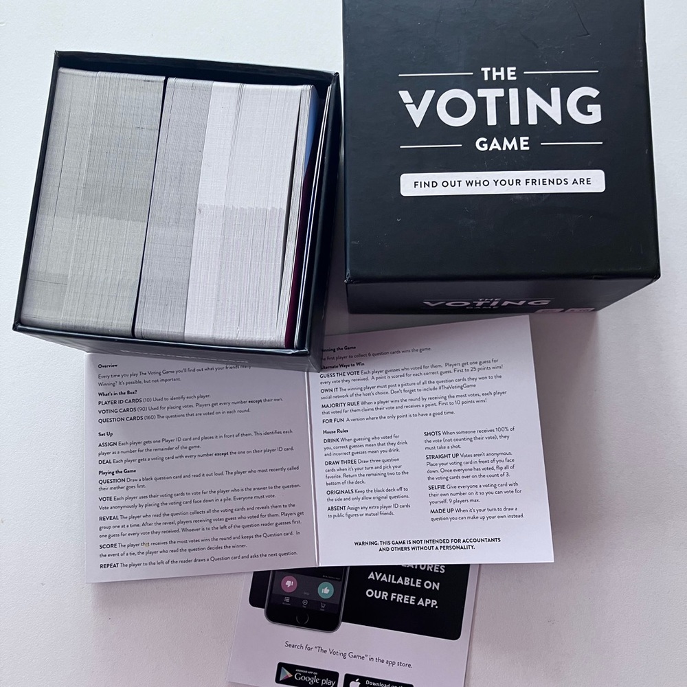 The Voting Game Adult Party Card Game Fun Group Icebreaker Player Ten